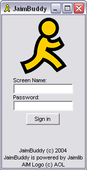 Screenshot of the JaimBuddy login window