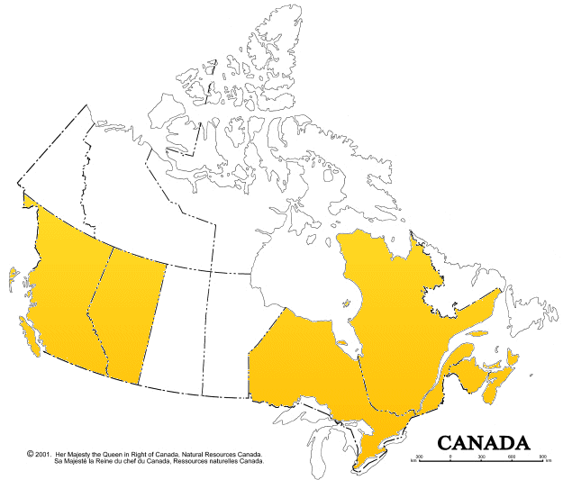 Canadian provinces marked