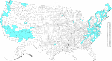 US counties marked