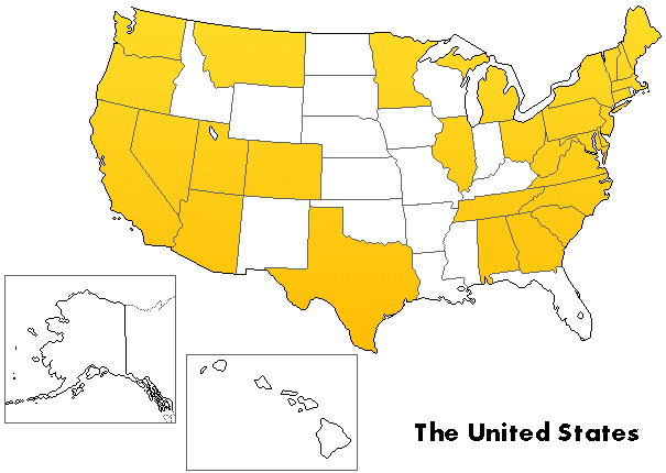 US States marked
